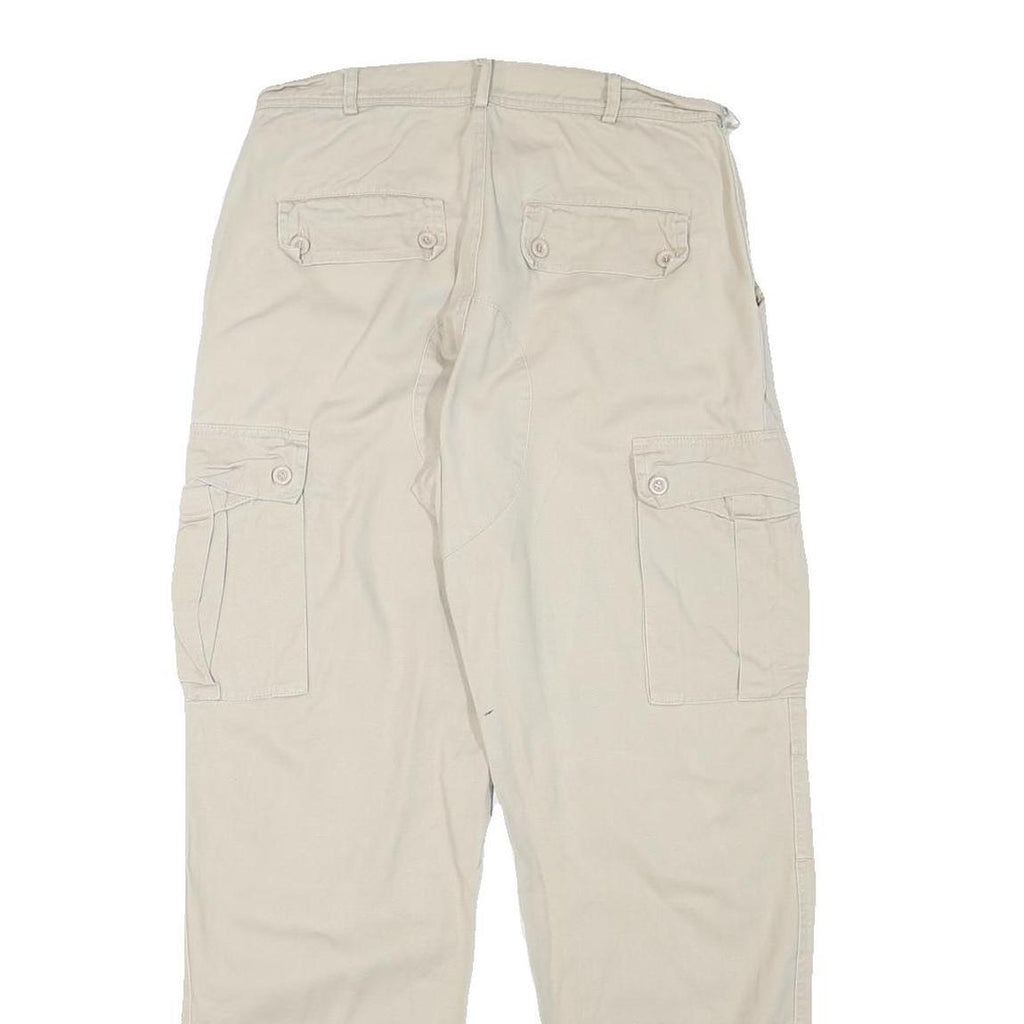 BETTER BE Womens Relaxed Beige Cotton Blend Cargo Trousers W29 L28 Zip Pockets