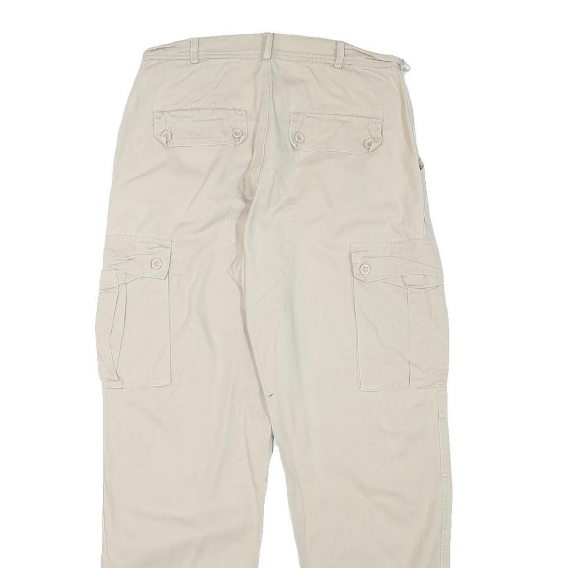 BETTER BE Womens Relaxed Beige Cotton Blend Cargo Trousers W29 L28 Zip Pockets