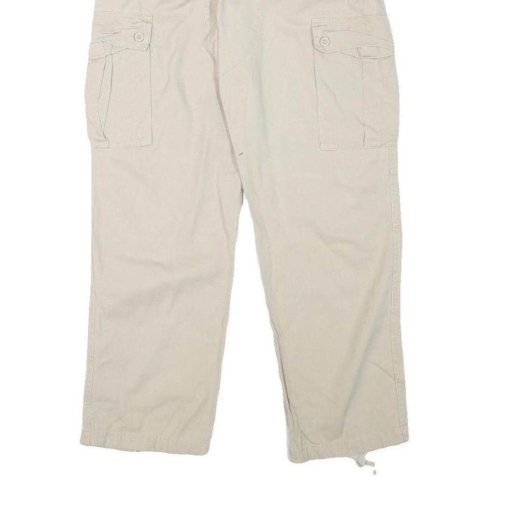 BETTER BE Womens Relaxed Beige Cotton Blend Cargo Trousers W29 L28 Zip Pockets