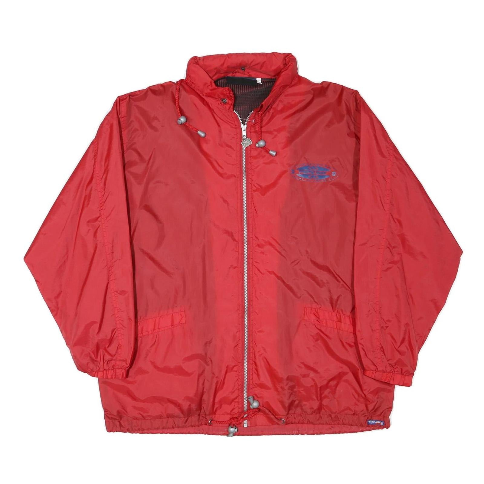 PEPSI MAX Mens Red Polyester Blend Jacket L Zip Plain Live Life Print