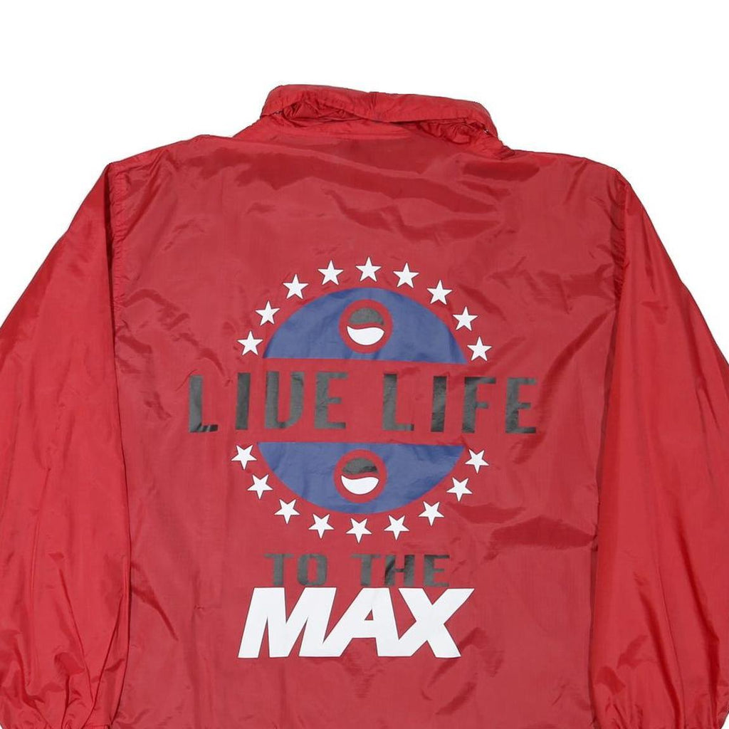 PEPSI MAX Mens Red Polyester Blend Jacket L Zip Plain Live Life Print
