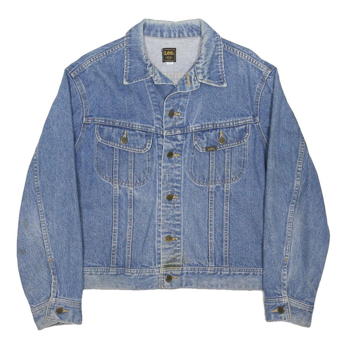 LEE Mens Blue Denim Jacket M Cotton Blend Button Closure Classic Fit Vintage