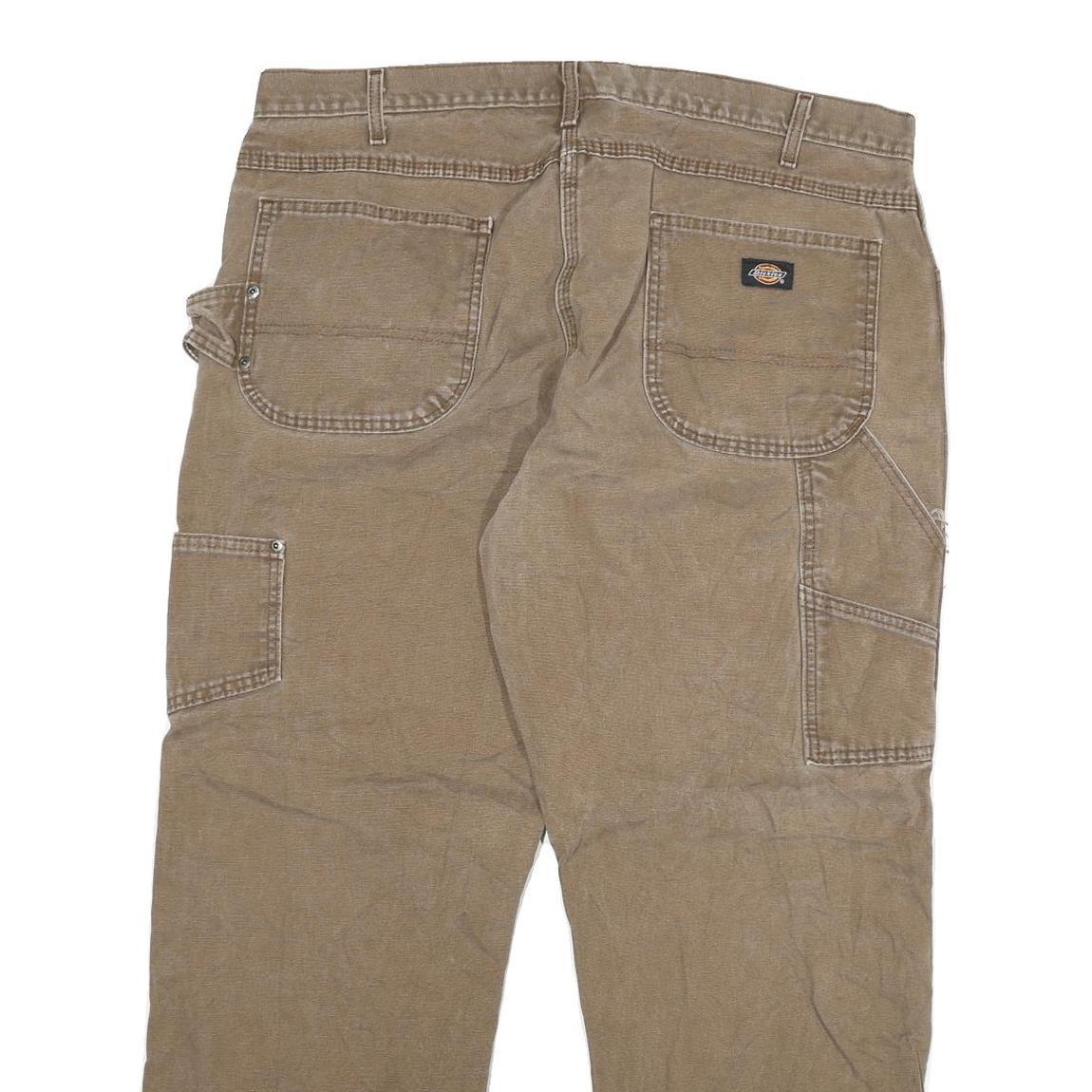 DICKIES Mens Regular Fit Jeans Beige Cotton Blend Zip W40 L30 Workwear