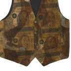 Mens Brown Polyester Blend Waistcoat M Patterned Button Closure Casual Vest