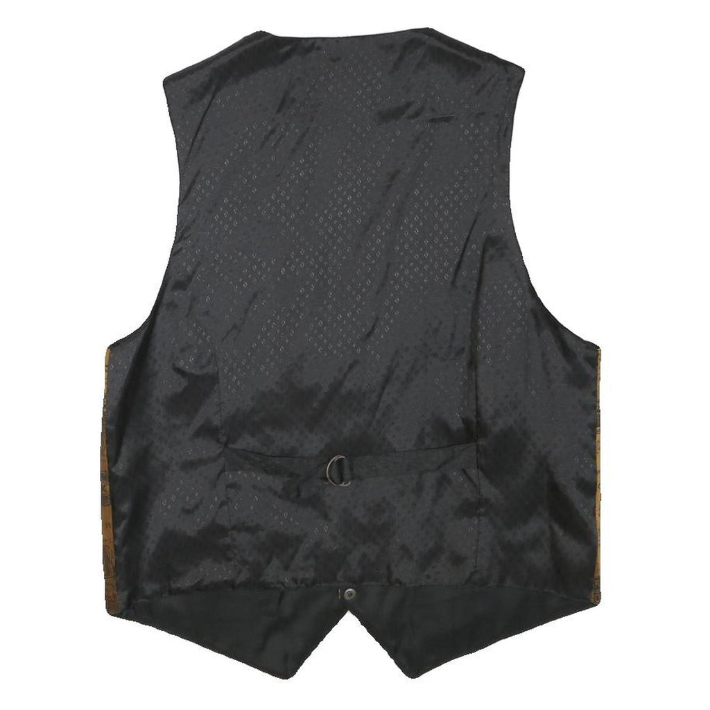 Mens Brown Polyester Blend Waistcoat M Patterned Button Closure Casual Vest