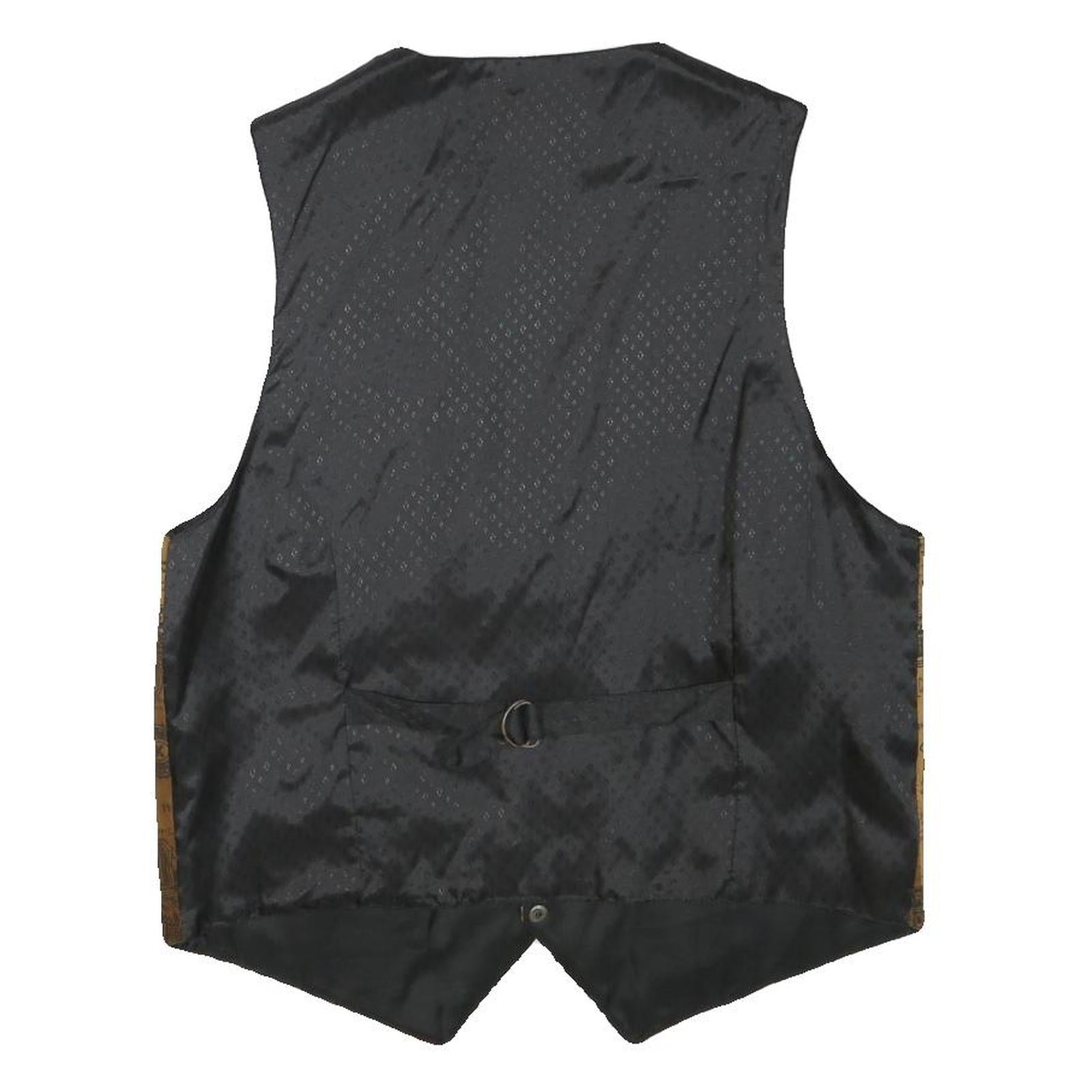 Mens Brown Polyester Blend Waistcoat M Patterned Button Closure Casual Vest