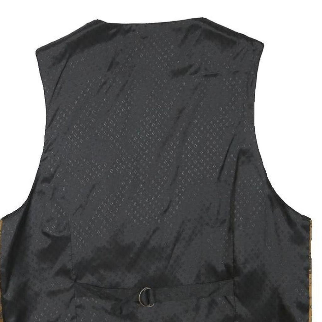 Mens Brown Polyester Blend Waistcoat M Patterned Button Closure Casual Vest