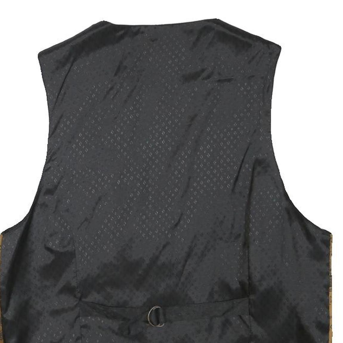 Mens Brown Polyester Blend Waistcoat M Patterned Button Closure Casual Vest
