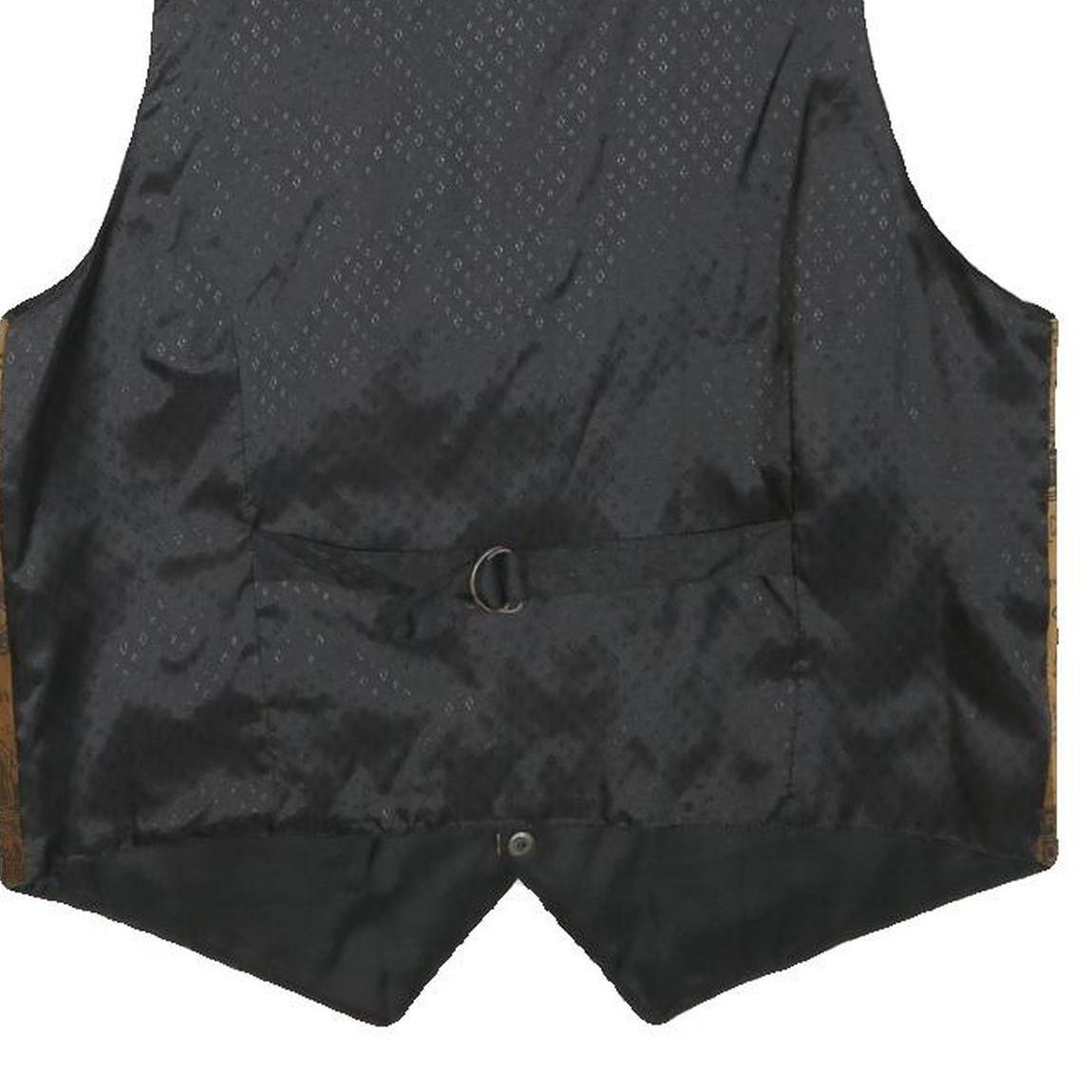 Mens Brown Polyester Blend Waistcoat M Patterned Button Closure Casual Vest