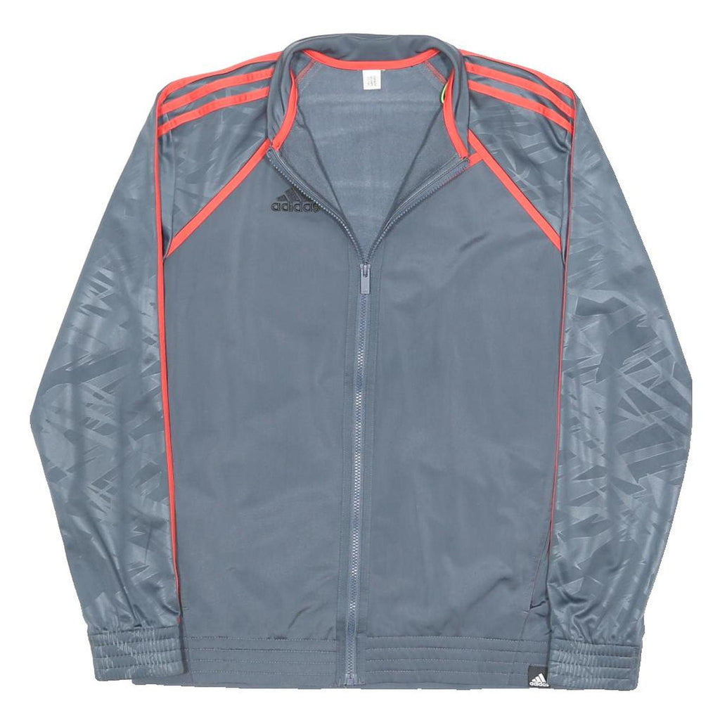 ADIDAS Mens Grey & Red Track Jacket M Polyester Blend Plain Sportswear Zip