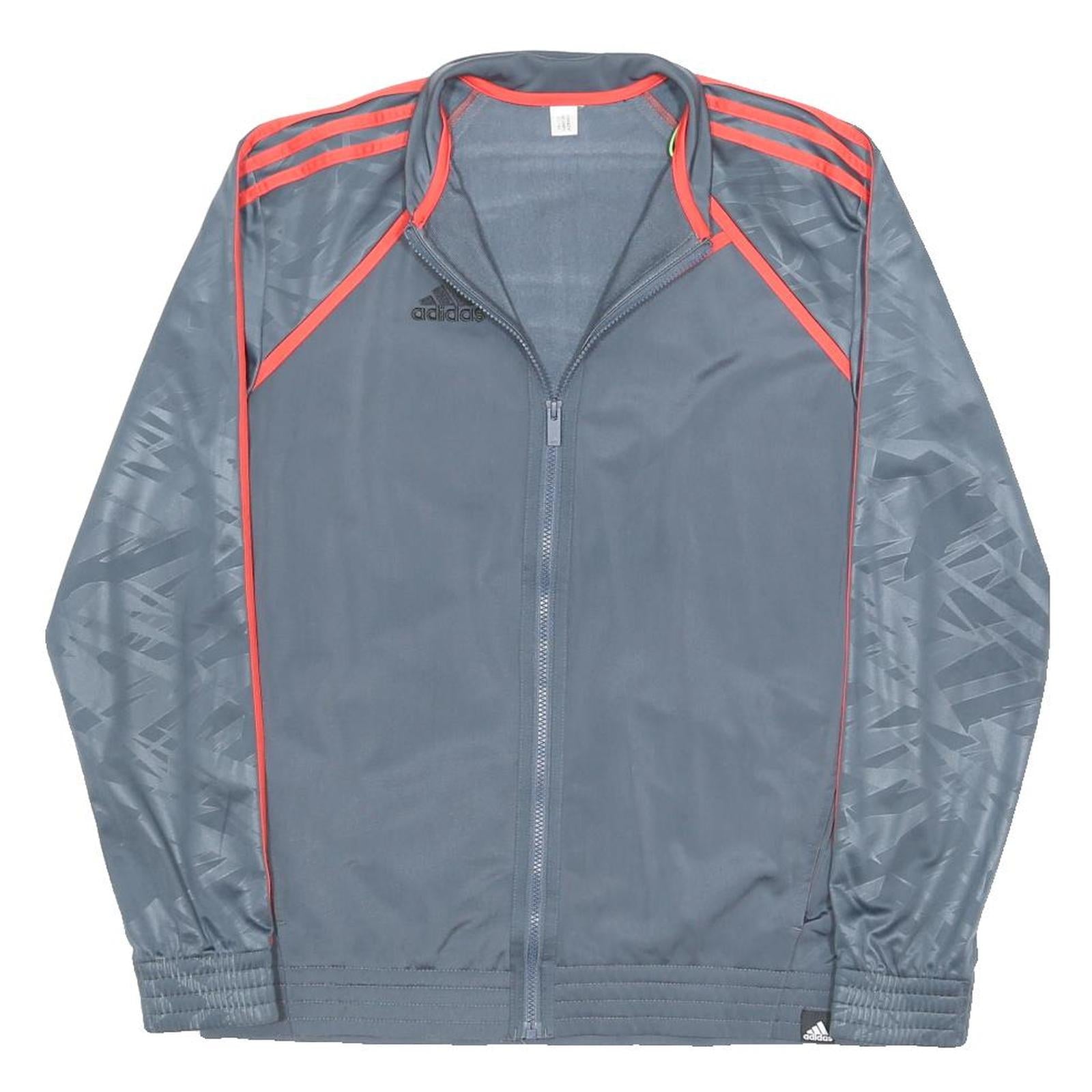 ADIDAS Mens Grey & Red Track Jacket M Polyester Blend Plain Sportswear Zip