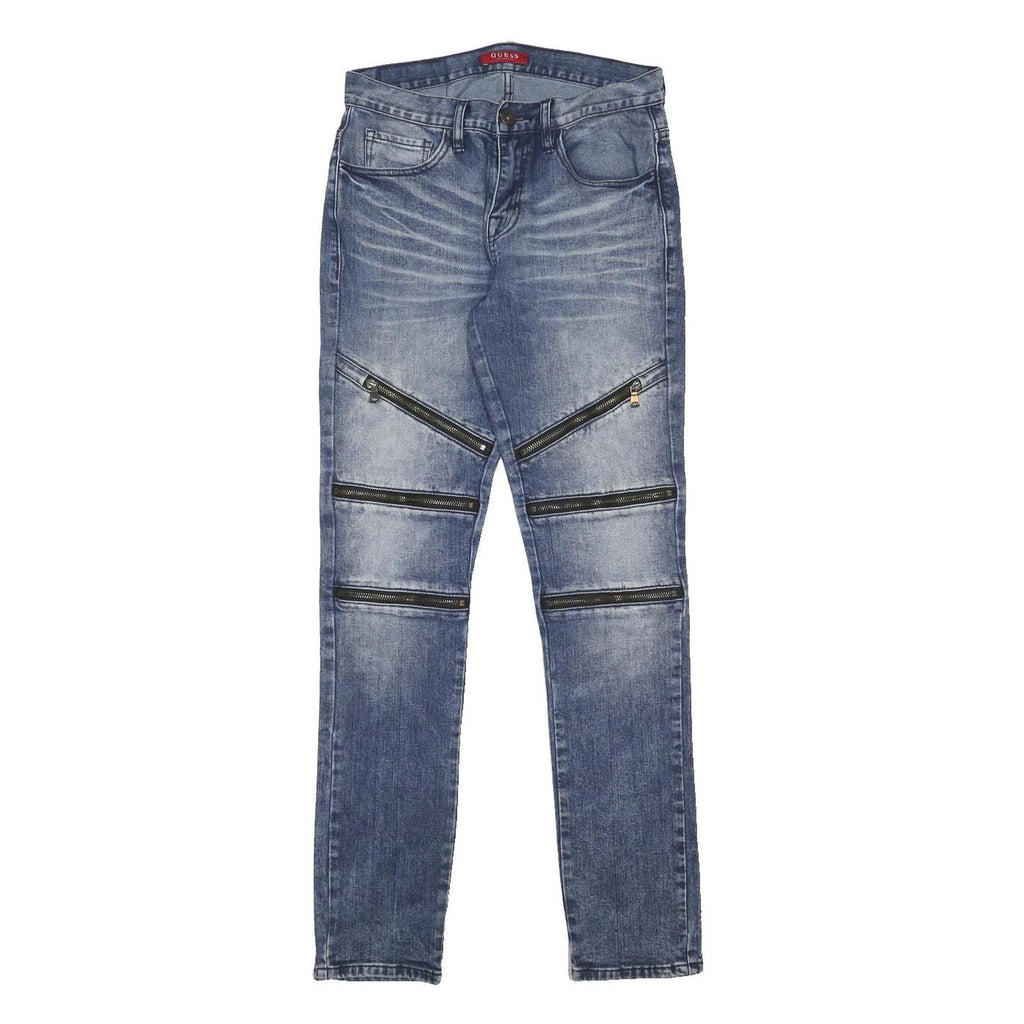GUESS Mens Slim Blue Jeans Denim W29 L32 Zip Pockets Casual Streetwear