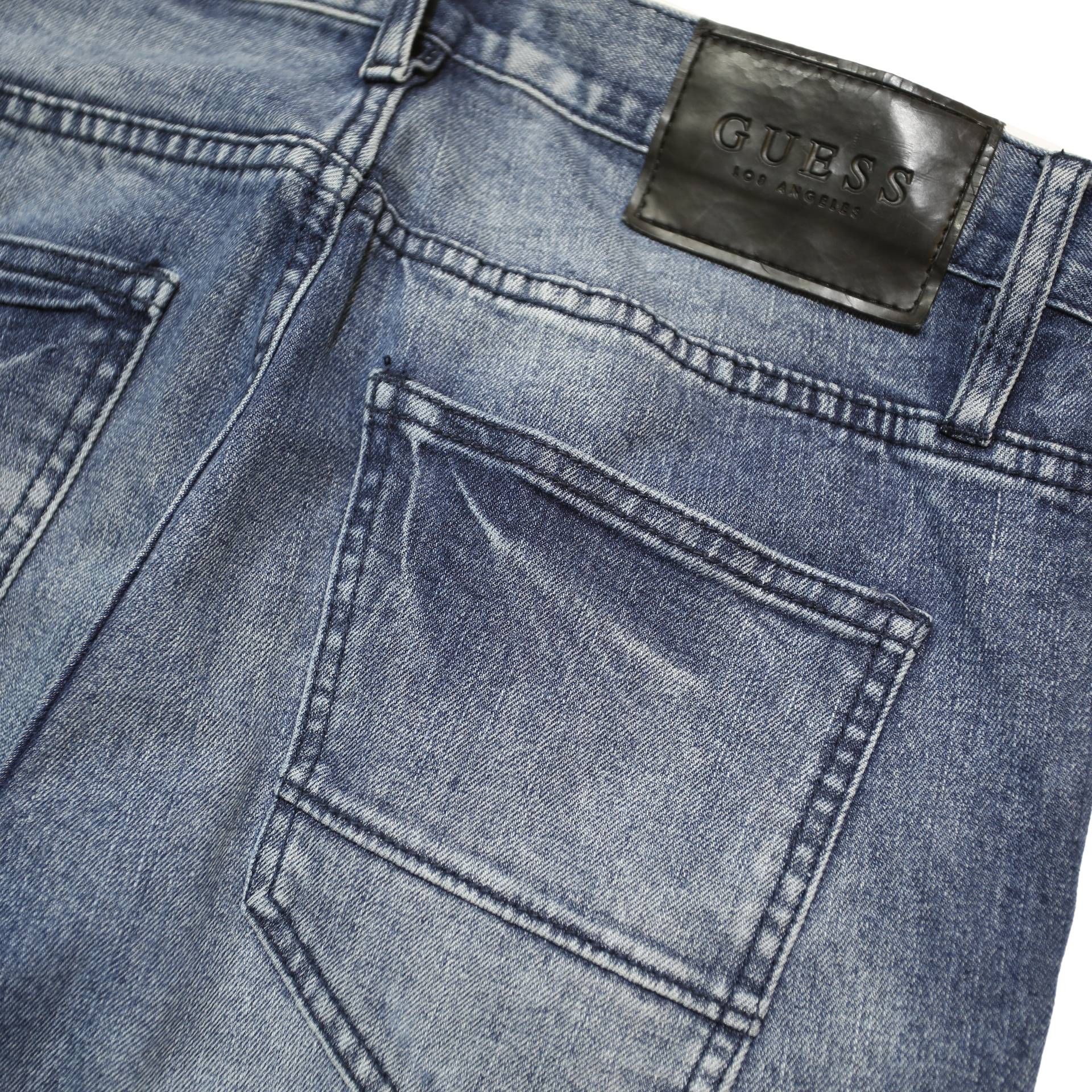 GUESS Mens Slim Blue Jeans Denim W29 L32 Zip Pockets Casual Streetwear
