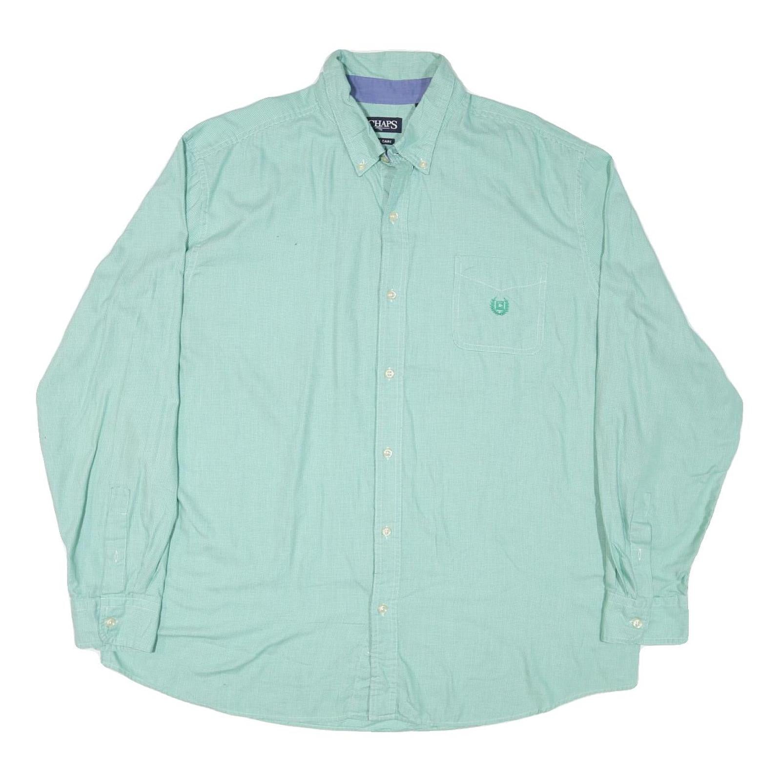 CHAPS Mens Mint Green Shirt 2XL Button-Down Cotton Long Sleeve Casual