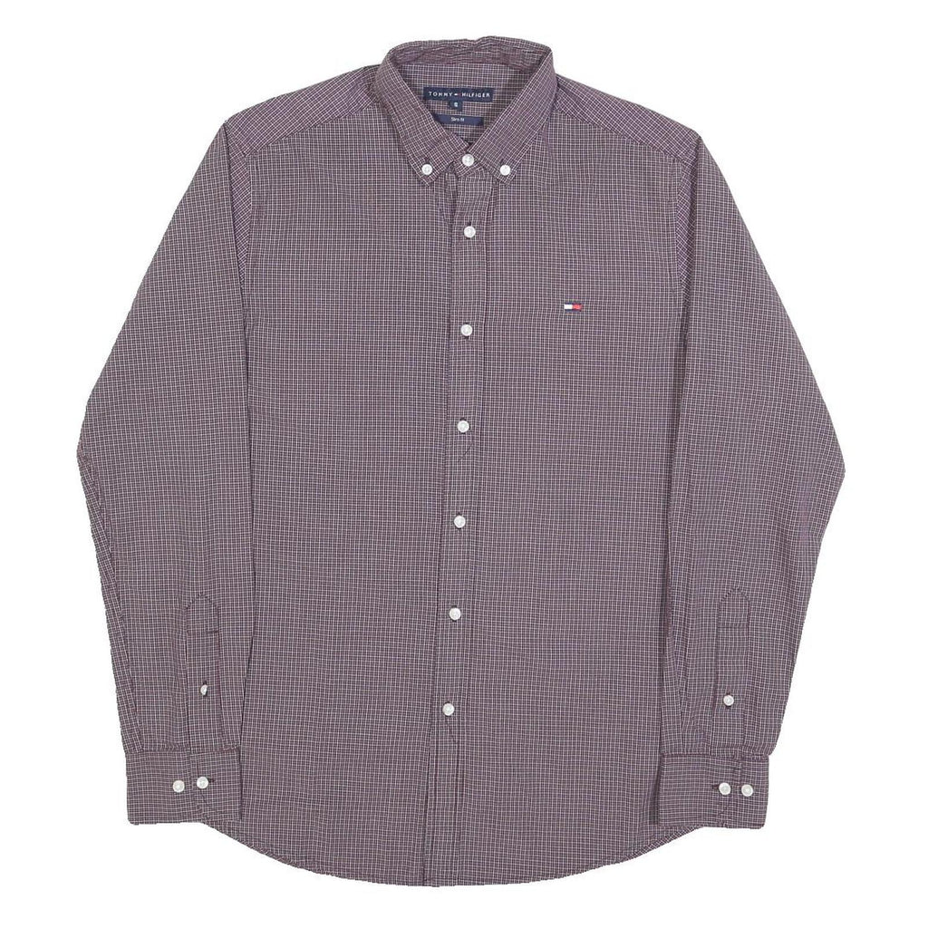 TOMMY HILFIGER Mens Maroon Plain Shirt S Button-Down Collar Long Sleeve Classic
