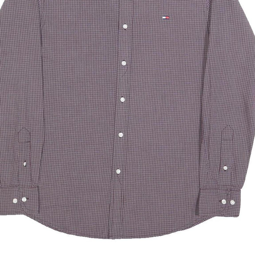 TOMMY HILFIGER Mens Maroon Plain Shirt S Button-Down Collar Long Sleeve Classic