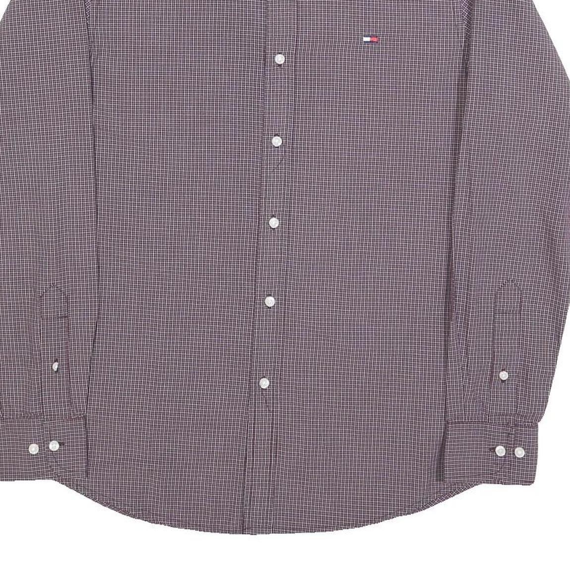 TOMMY HILFIGER Mens Maroon Plain Shirt S Button-Down Collar Long Sleeve Classic