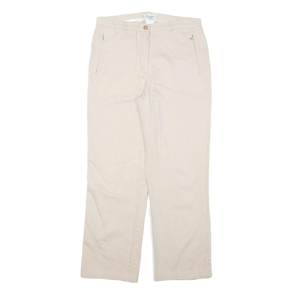 JESSICA SPORT Womens Cotton Blend Cream Regular Fit Straight Leg Trousers W30
