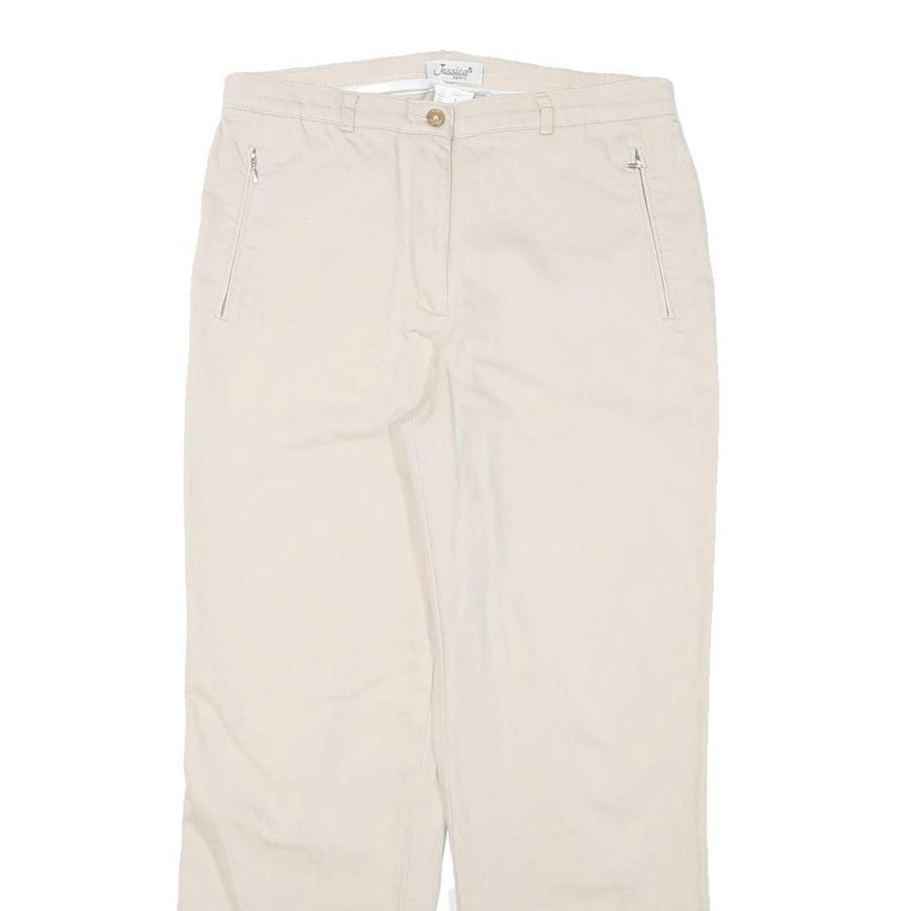 JESSICA SPORT Womens Cotton Blend Cream Regular Fit Straight Leg Trousers W30