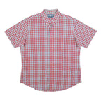 RALPH LAUREN Mens Red & White Check Shirt L Cotton Short Sleeve Button