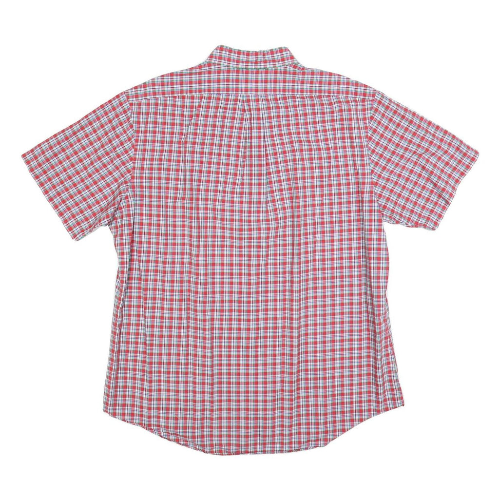 RALPH LAUREN Mens Red & White Check Shirt L Cotton Short Sleeve Button