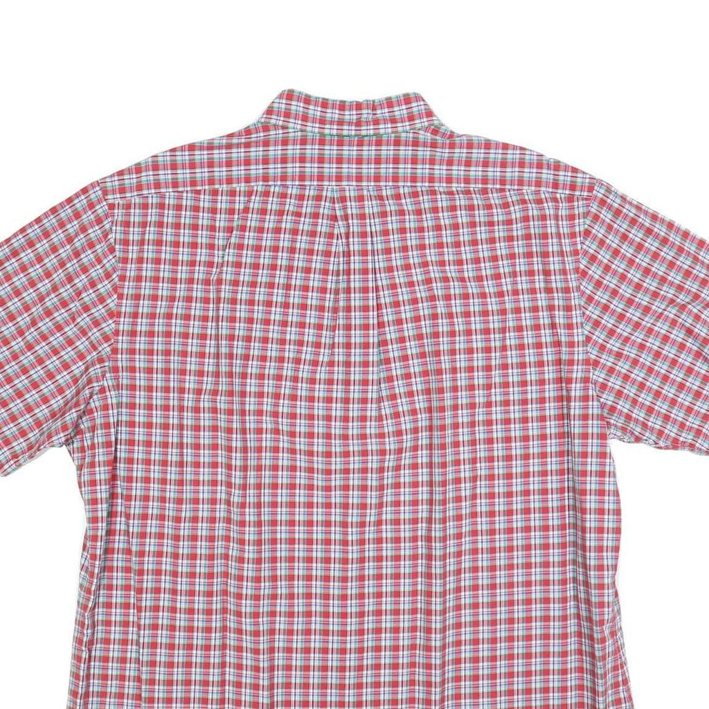 RALPH LAUREN Mens Red & White Check Shirt L Cotton Short Sleeve Button