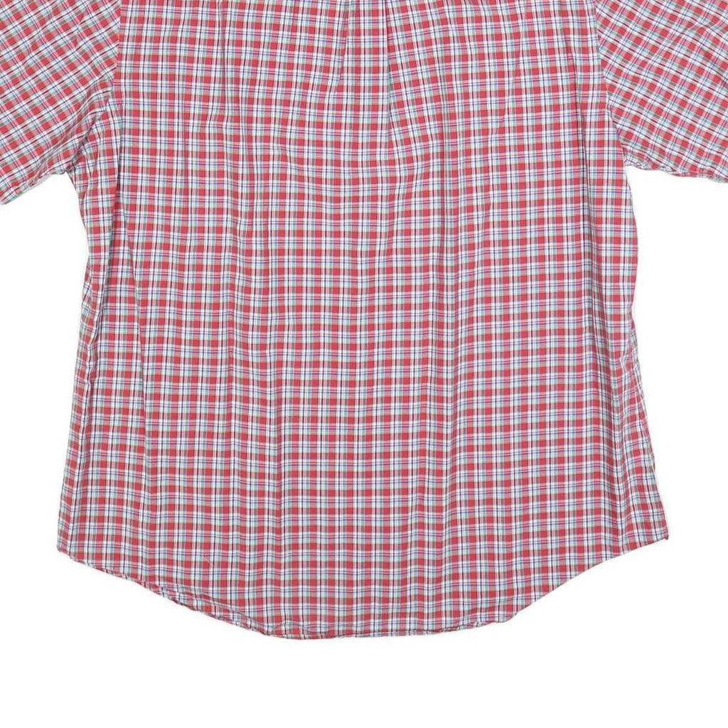 RALPH LAUREN Mens Red & White Check Shirt L Cotton Short Sleeve Button