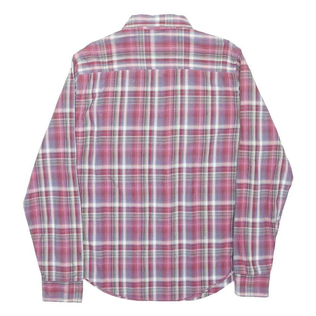 LEVI'S Mens Red & Blue Check Shirt L Cotton Casual Button Shirt Long Sleeve