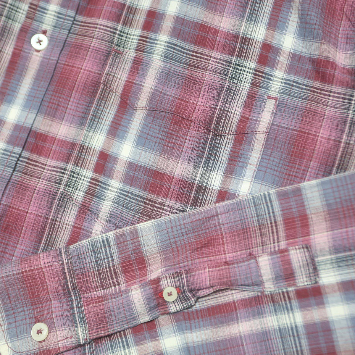 LEVI'S Mens Red & Blue Check Shirt L Cotton Casual Button Shirt Long Sleeve