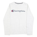 CHAMPION Mens White Graphic T-Shirt S Long Sleeve Crew Neck Cotton Blend