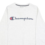 CHAMPION Mens White Graphic T-Shirt S Long Sleeve Crew Neck Cotton Blend