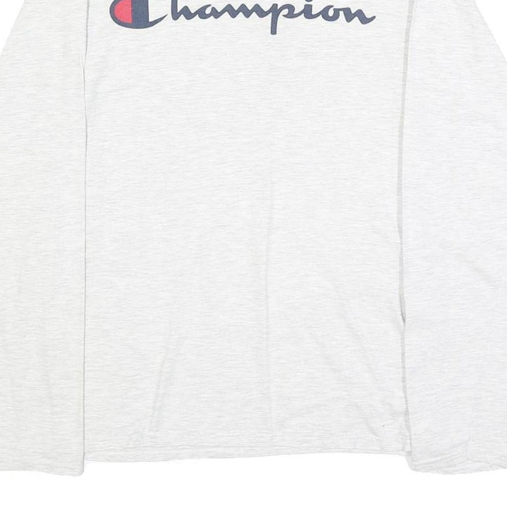 CHAMPION Mens White Graphic T-Shirt S Long Sleeve Crew Neck Cotton Blend