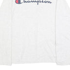 CHAMPION Mens White Graphic T-Shirt S Long Sleeve Crew Neck Cotton Blend