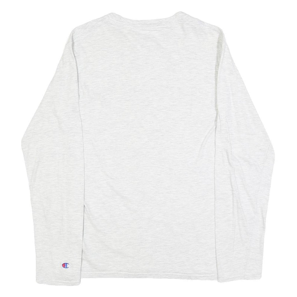 CHAMPION Mens White Graphic T-Shirt S Long Sleeve Crew Neck Cotton Blend