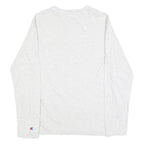 CHAMPION Mens White Graphic T-Shirt S Long Sleeve Crew Neck Cotton Blend