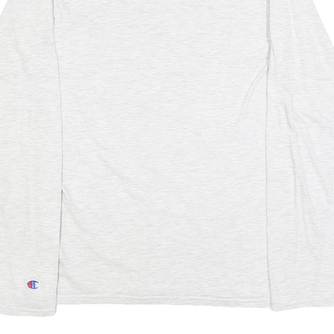 CHAMPION Mens White Graphic T-Shirt S Long Sleeve Crew Neck Cotton Blend