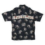 PIERRE CARDIN Mens Black & Beige Hawaiian Shirt L Cotton Blend Short Sleeve