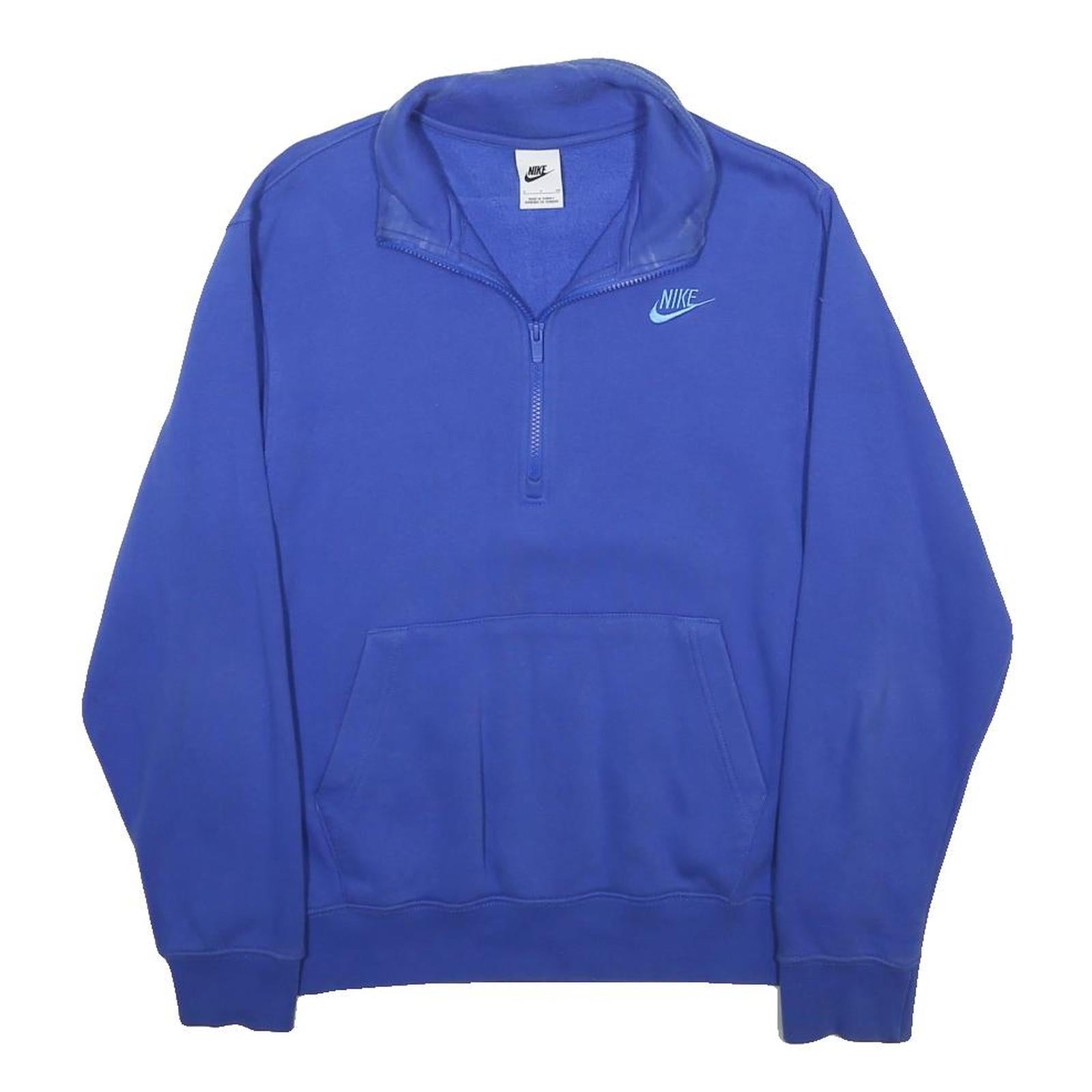 NIKE Mens Blue 1/4 Zip Sweatshirt S Cotton Blend Lightweight Pullover