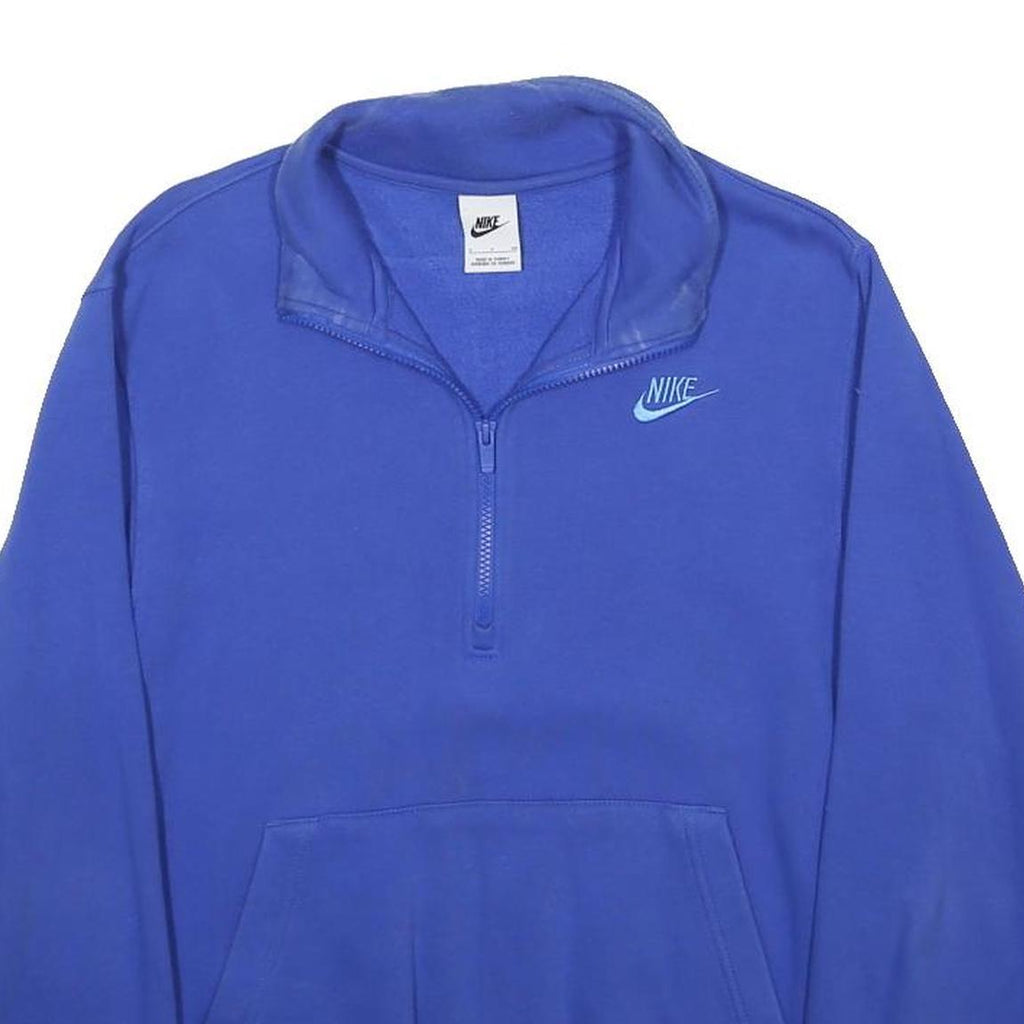 NIKE Mens Blue 1/4 Zip Sweatshirt S Cotton Blend Lightweight Pullover