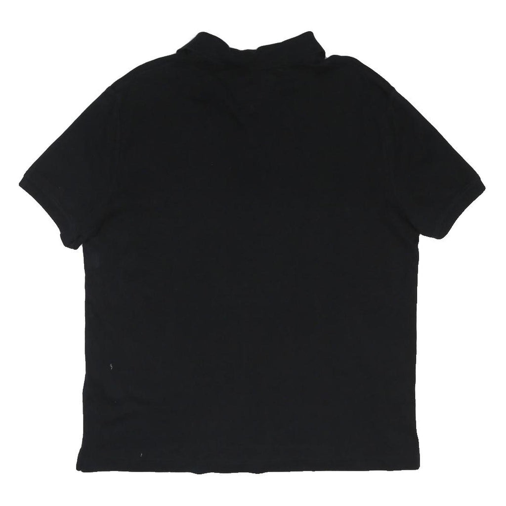 TOMMY HILFIGER Mens Black Short Sleeve Plain Polo Shirt L Classic Fit Logo
