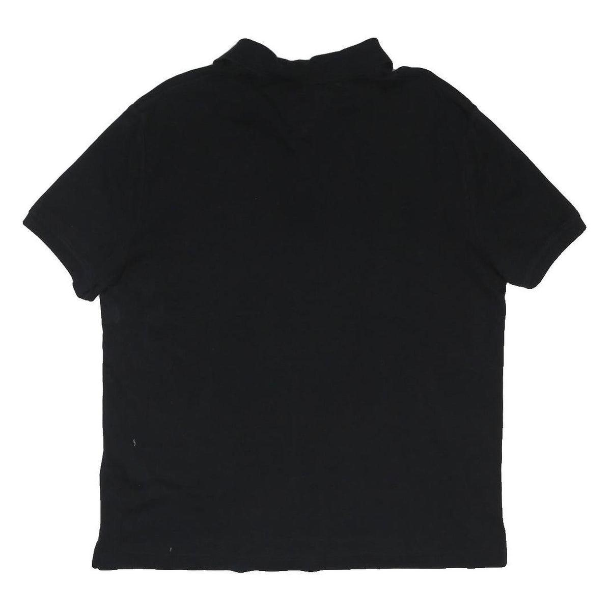 TOMMY HILFIGER Mens Black Short Sleeve Plain Polo Shirt L Classic Fit Logo