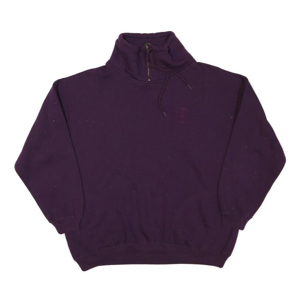 PRO SPIRIT Mens Purple Quarter Zip Sweatshirt M Cotton Blend Casual Pullover