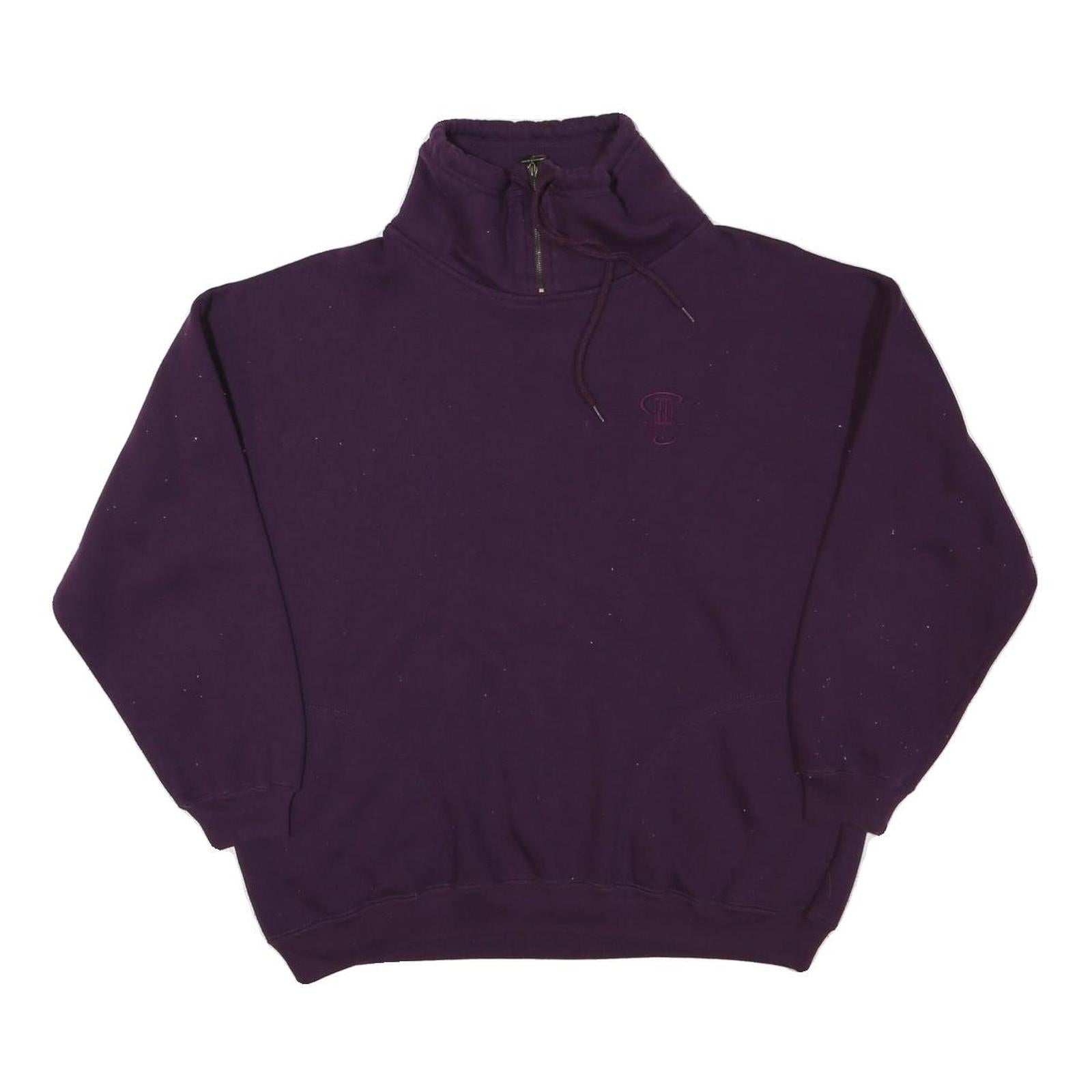 PRO SPIRIT Mens Purple Quarter Zip Sweatshirt M Cotton Blend Casual Pullover