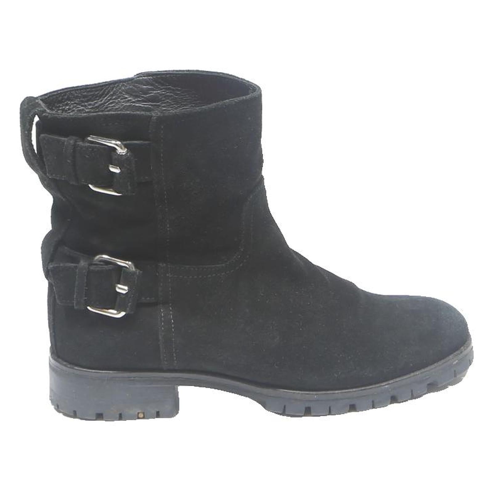 MASSIMO DUTTI Womens Black Suede Ankle Boots UK 6 Stylish Chunky Heel Casual