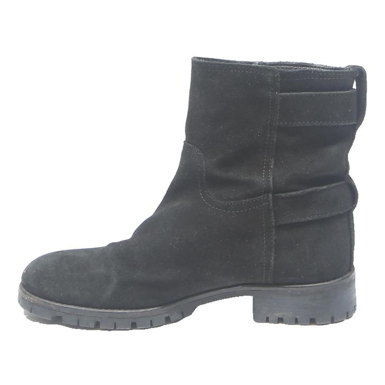 MASSIMO DUTTI Womens Black Suede Ankle Boots UK 6 Stylish Chunky Heel Casual