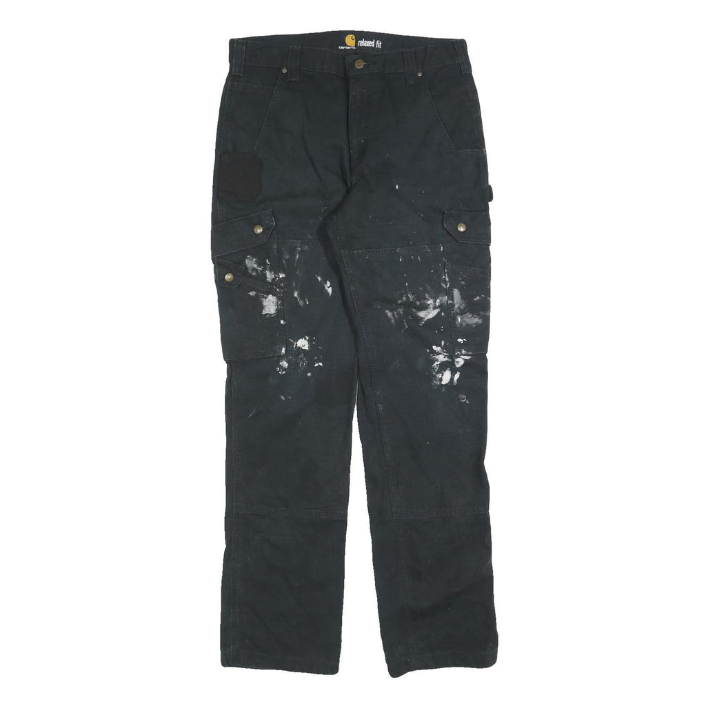 CARHARTT Mens Jeans Black Relaxed Cargo Denim W33 L34 Workwear Durable