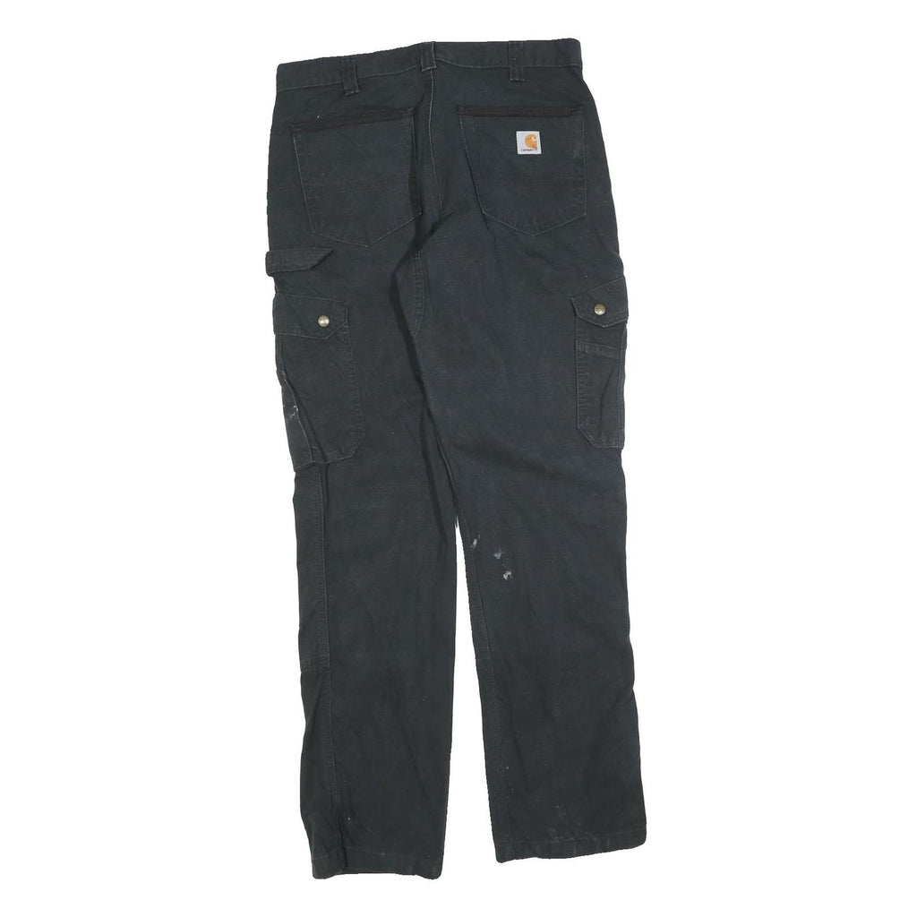 CARHARTT Mens Jeans Black Relaxed Cargo Denim W33 L34 Workwear Durable