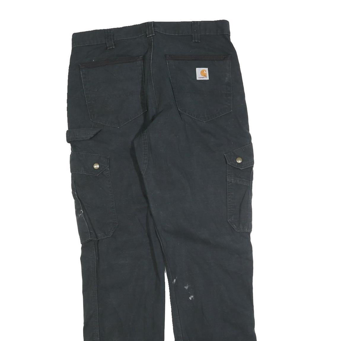 CARHARTT Mens Jeans Black Relaxed Cargo Denim W33 L34 Workwear Durable