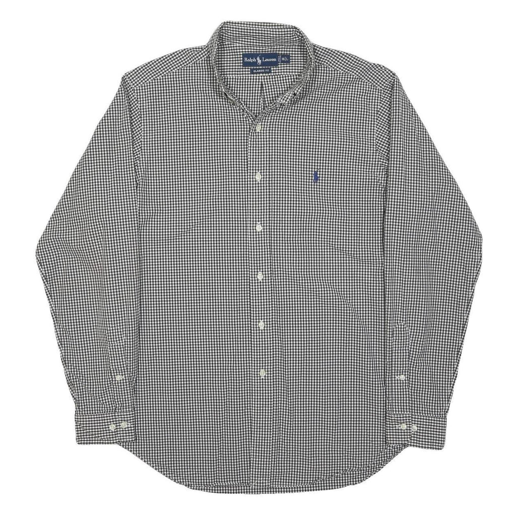 RALPH LAUREN Mens Black & White Check Shirt L Classic Fit Cotton Button-Down