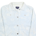 CHAPS Womens Blue White Tie Dye Cotton Denim Jacket L Button Closure